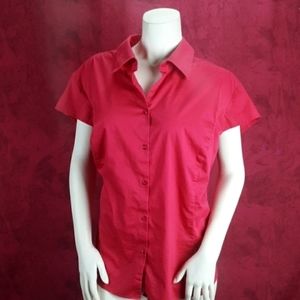 Retro plus size pin up girl red button down shirt